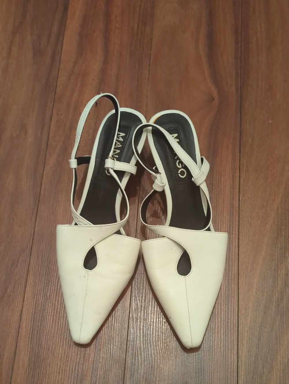 Mango White Pointed Slingback Heels - Picture 1 of 4